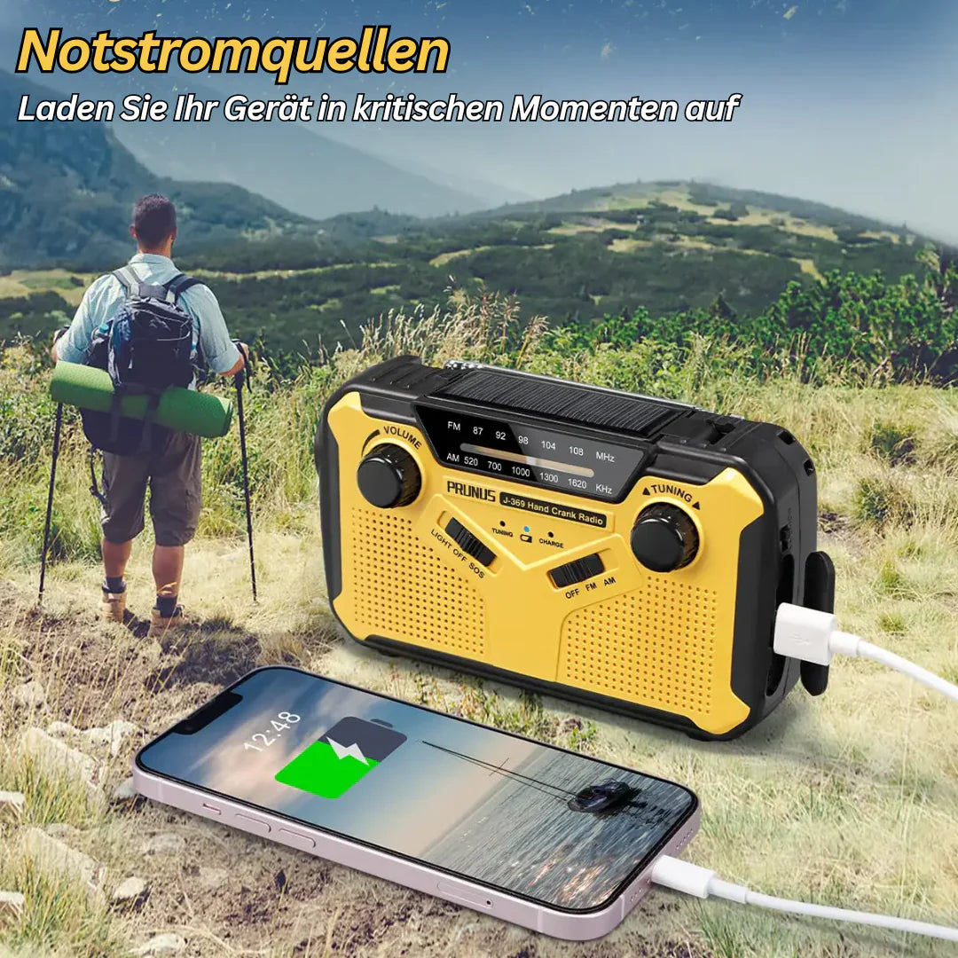 Notfall Radio mit Kurbel und Solar – Tragbares Dynamo Radio mit Powerbank und LED Taschenlampe