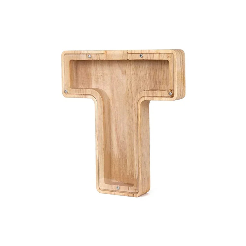 Holz Alphabet Sparschwein mit Transparentem Sichtfenster für Stilvolles Sparen