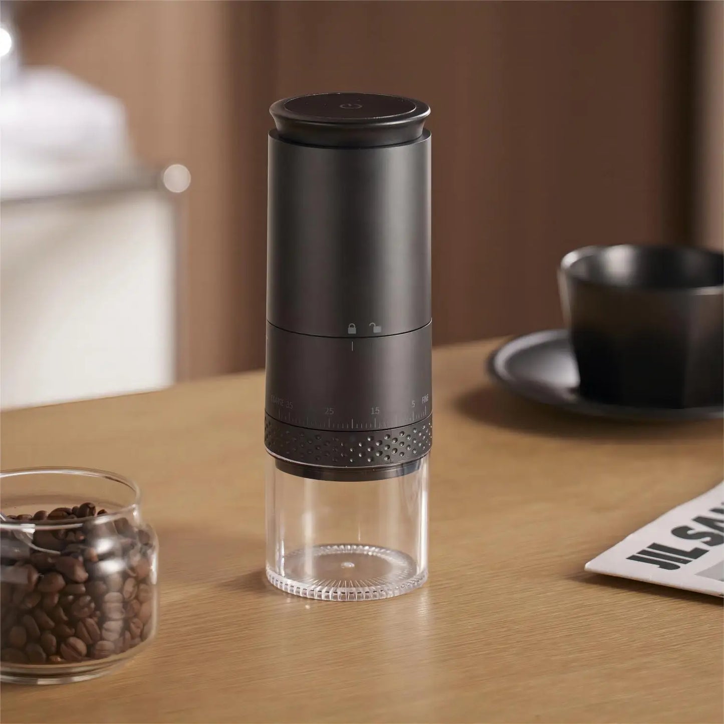 Tragbare Elektrische Kaffeemühle mit Einstellbarem Mahlgrad