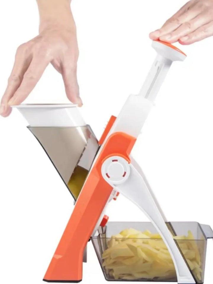Sicherer 5-in-1 Gemüseschneider mit Auffangbehälter 1+1 Gratis