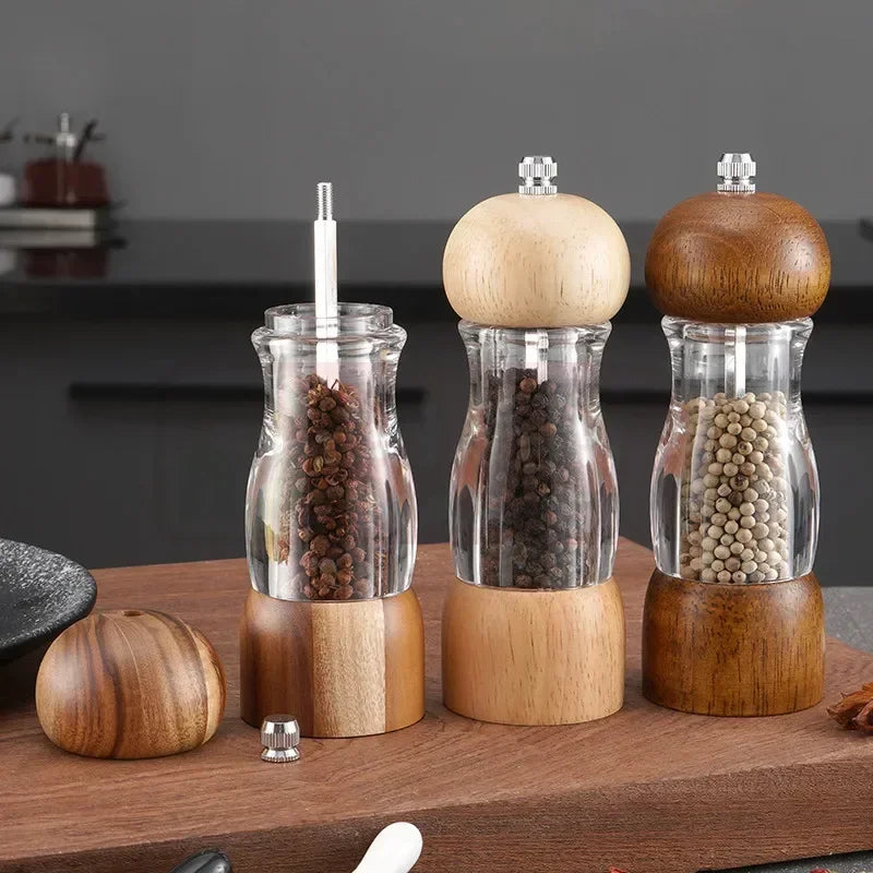 Pfeffermühle und Salzmühle Set Aus Holz Und Glas – Stilvolle Gewürzmühlen Für Die Küche