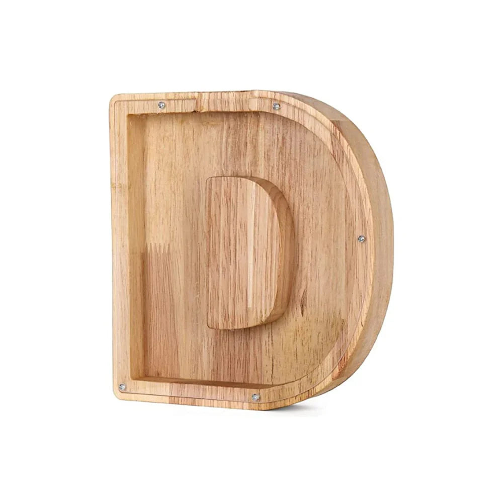 Holz Alphabet Sparschwein mit Transparentem Sichtfenster für Stilvolles Sparen