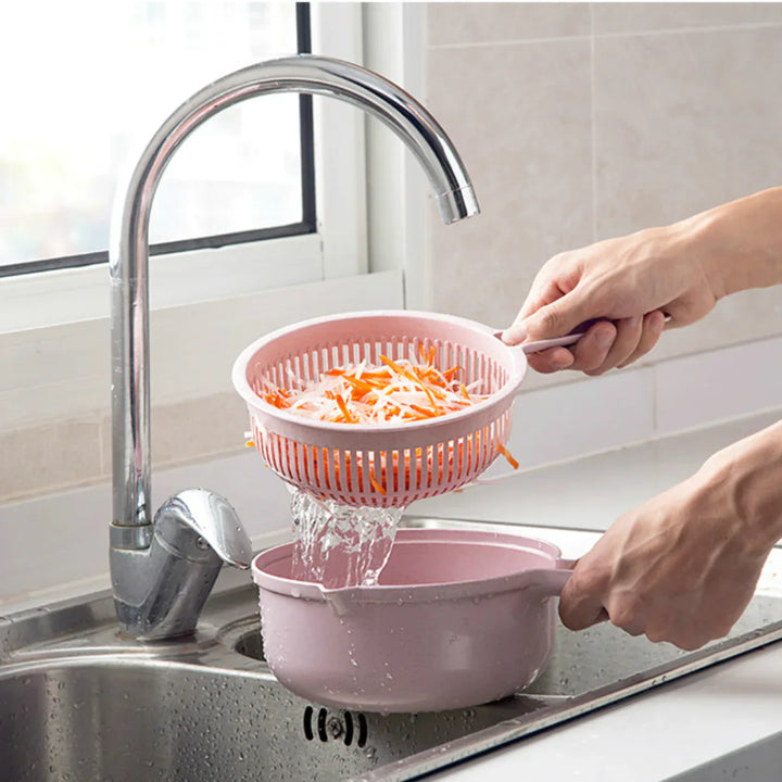 Multifunktionale Gemüsehobel Mit Sieb – 3-in-1 Küchenreibe Für Gemüse & Obst | Praktischer Küchenhelfer Mit Auffangschale
