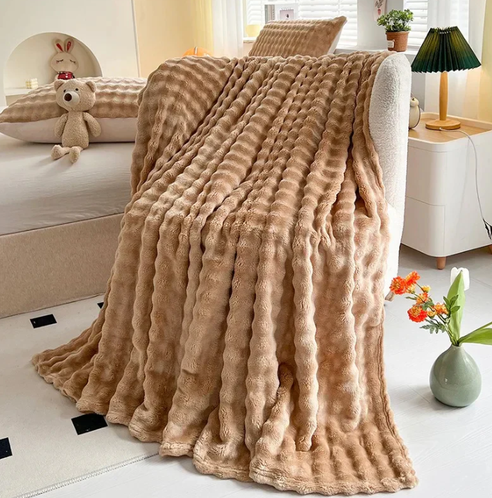 Luxuriöse Fleece- Decke Mit Blasenstruktur