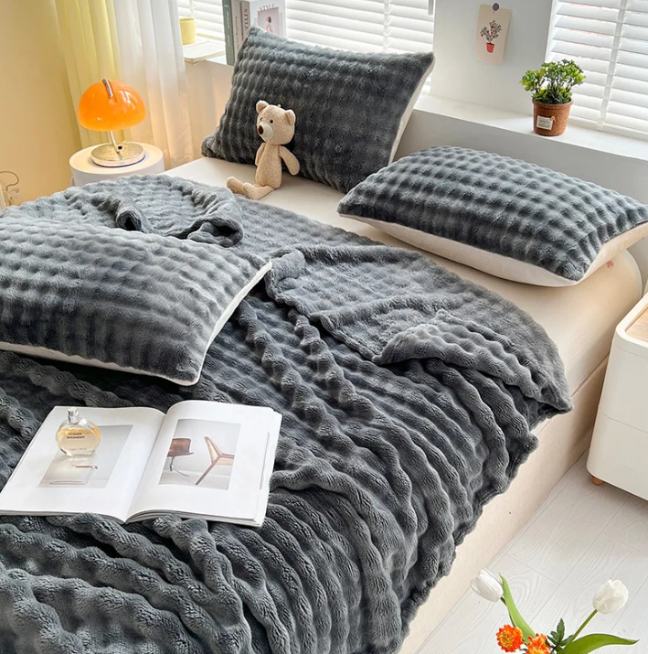 Luxuriöse Fleece- Decke Mit Blasenstruktur