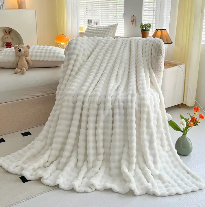 Luxuriöse Fleece- Decke Mit Blasenstruktur
