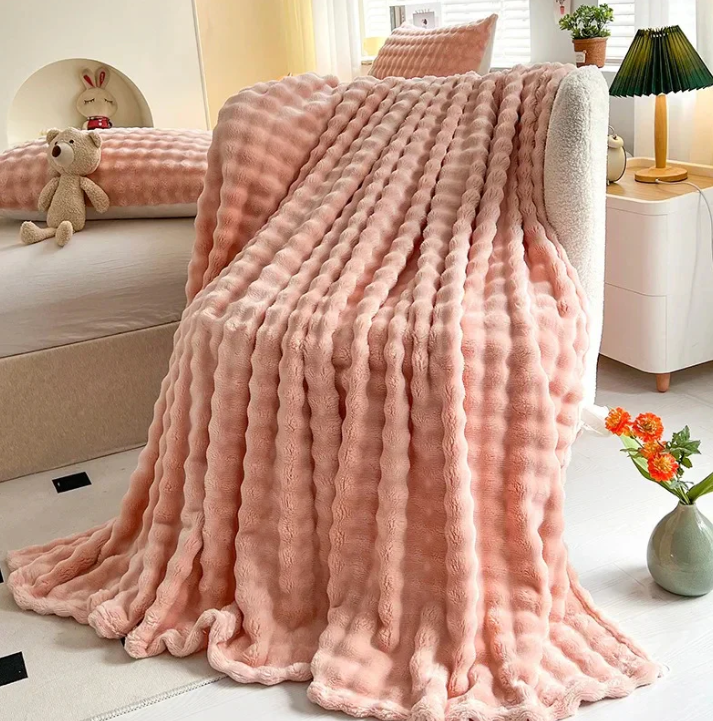 Luxuriöse Fleece- Decke Mit Blasenstruktur