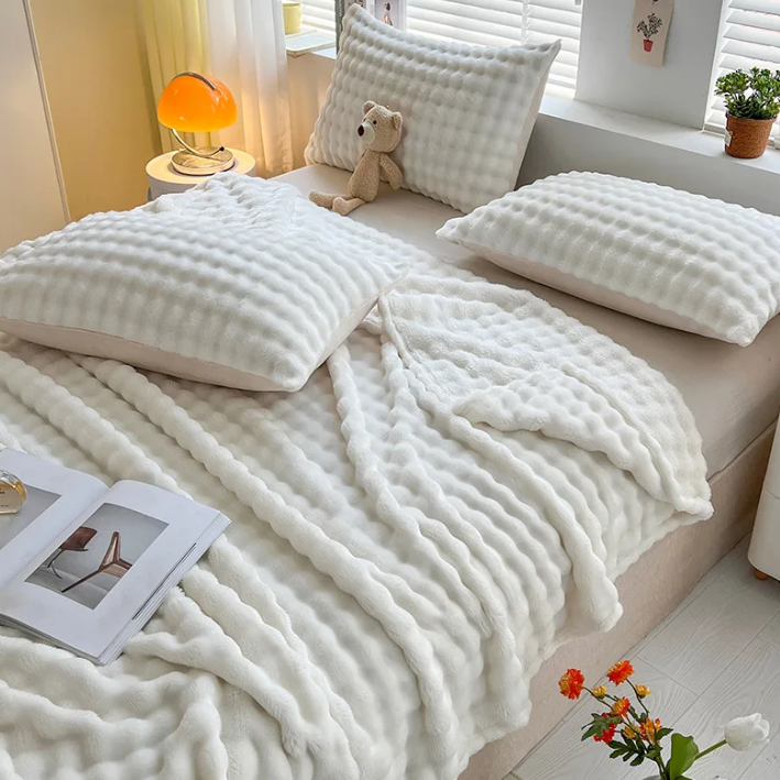 Luxuriöse Fleece- Decke Mit Blasenstruktur