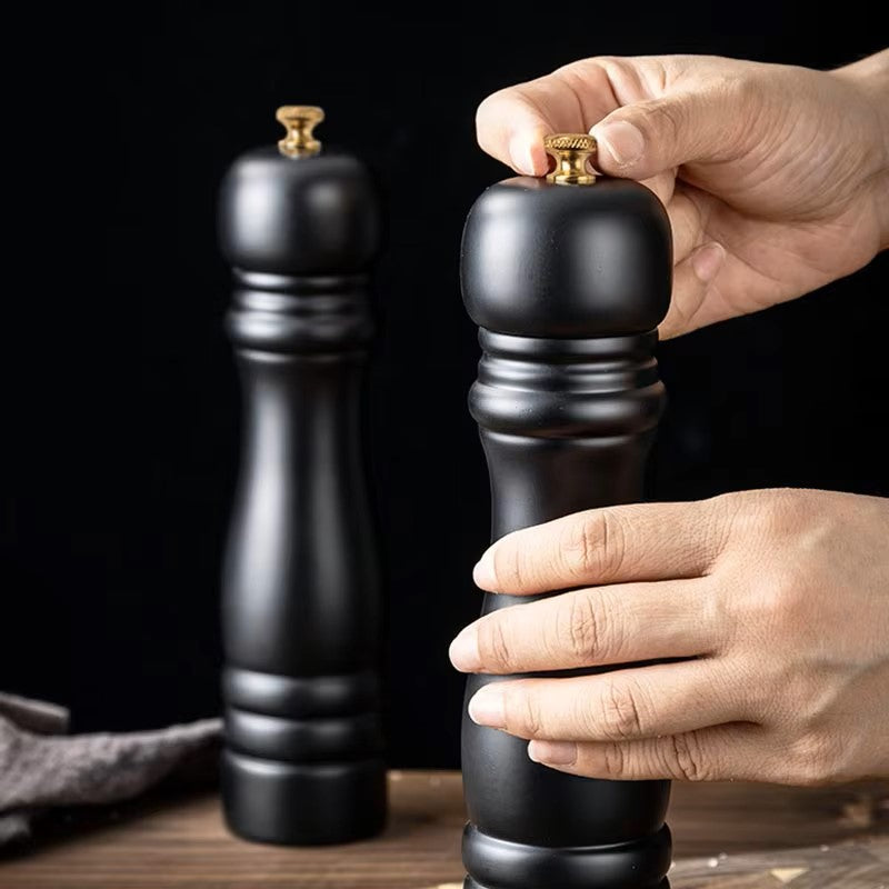 Salz- und Pfeffermühle Set – Manuelle Gewürzmühle aus Holz mit Keramikmahlwerk & Einstellbarem Mahlgrad