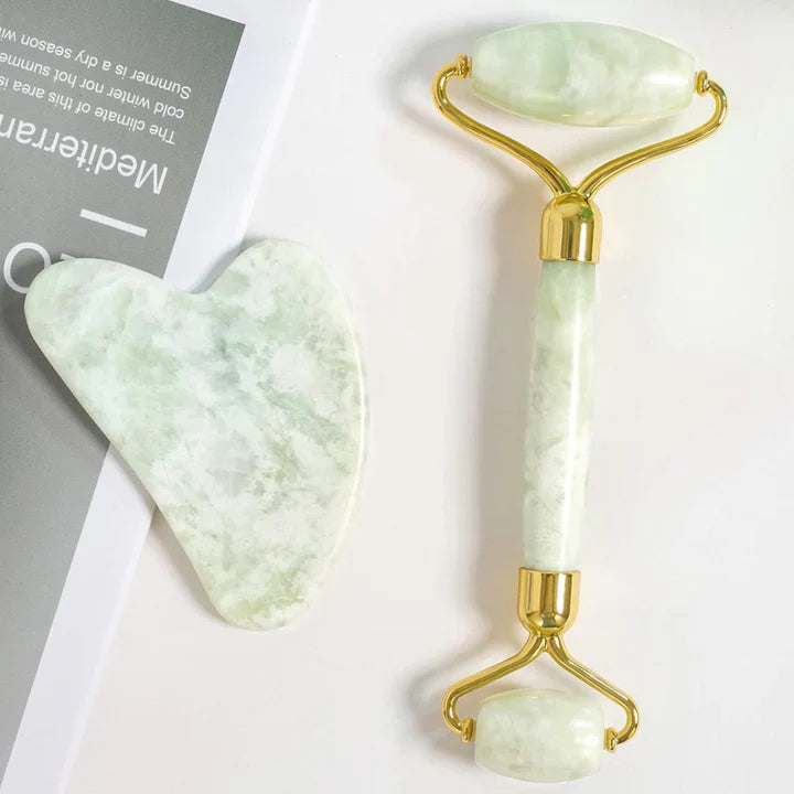 Instant Glow Gua Sha & Jade Roller Set | Für Strahlende Haut Und Natürliche Entspannung