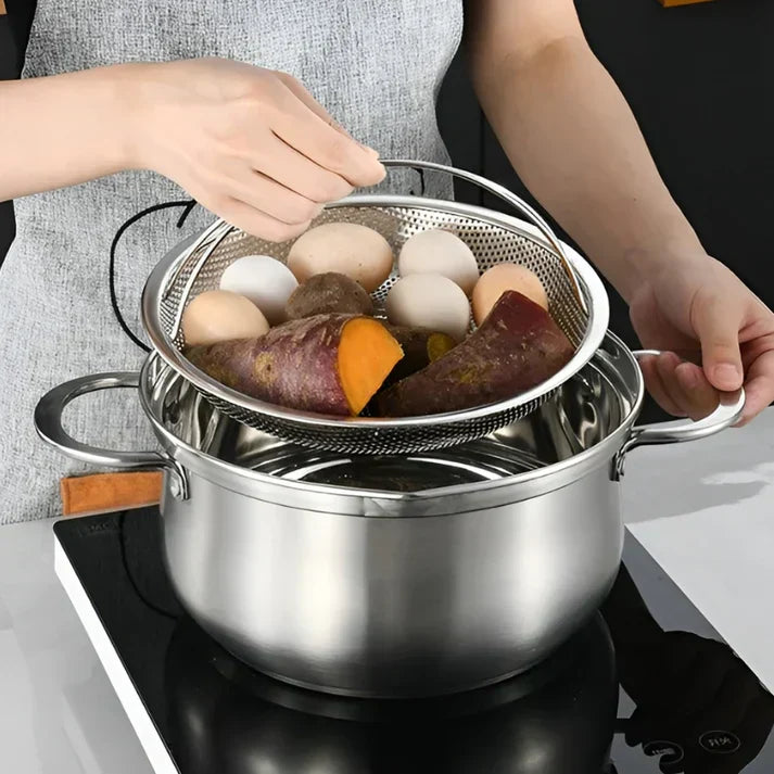 Edelstahl-Dampfkorb – Faltbares Sieb & Abtropfschüssel für die Küche