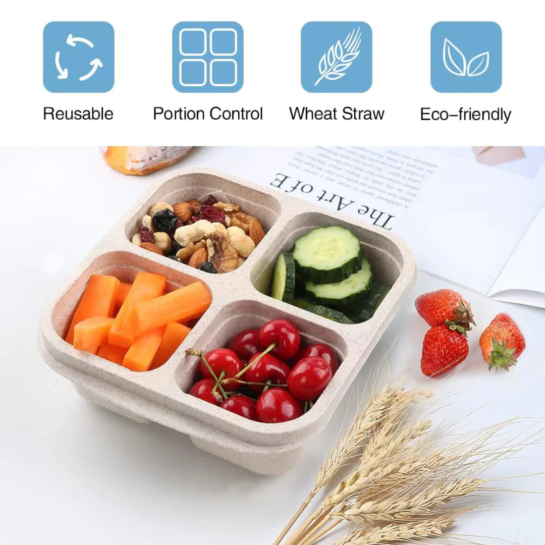 Bento-Style 4-Fach Meal-Prep-Boxen im 4er-Pack – Nachhaltig und Praktisch