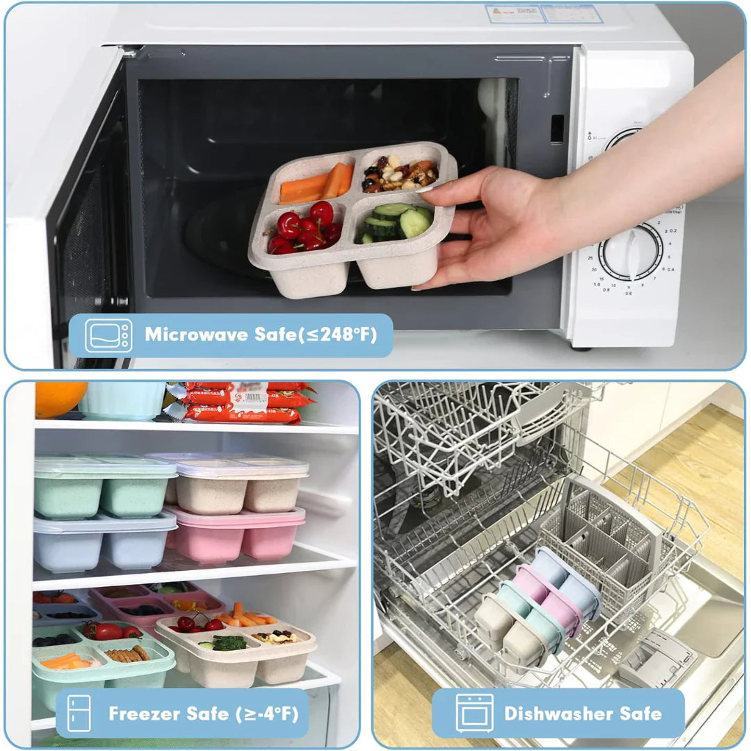 Bento-Style 4-Fach Meal-Prep-Boxen im 4er-Pack – Nachhaltig und Praktisch