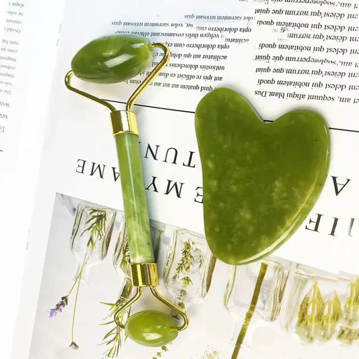 Instant Glow Gua Sha & Jade Roller Set | Für Strahlende Haut Und Natürliche Entspannung