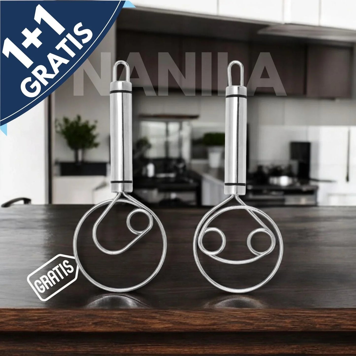 Robuster Edelstahl Danish Dough Whisk – Langlebiges, Ergonomisches Design für Vielseitiges Backen und Kochen