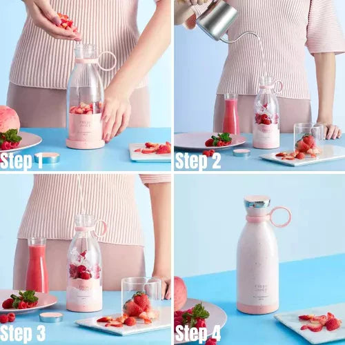 Kompakter Tragbarer Smoothie-Mixer Mit Fruchtbehälter und Trinkverschluss