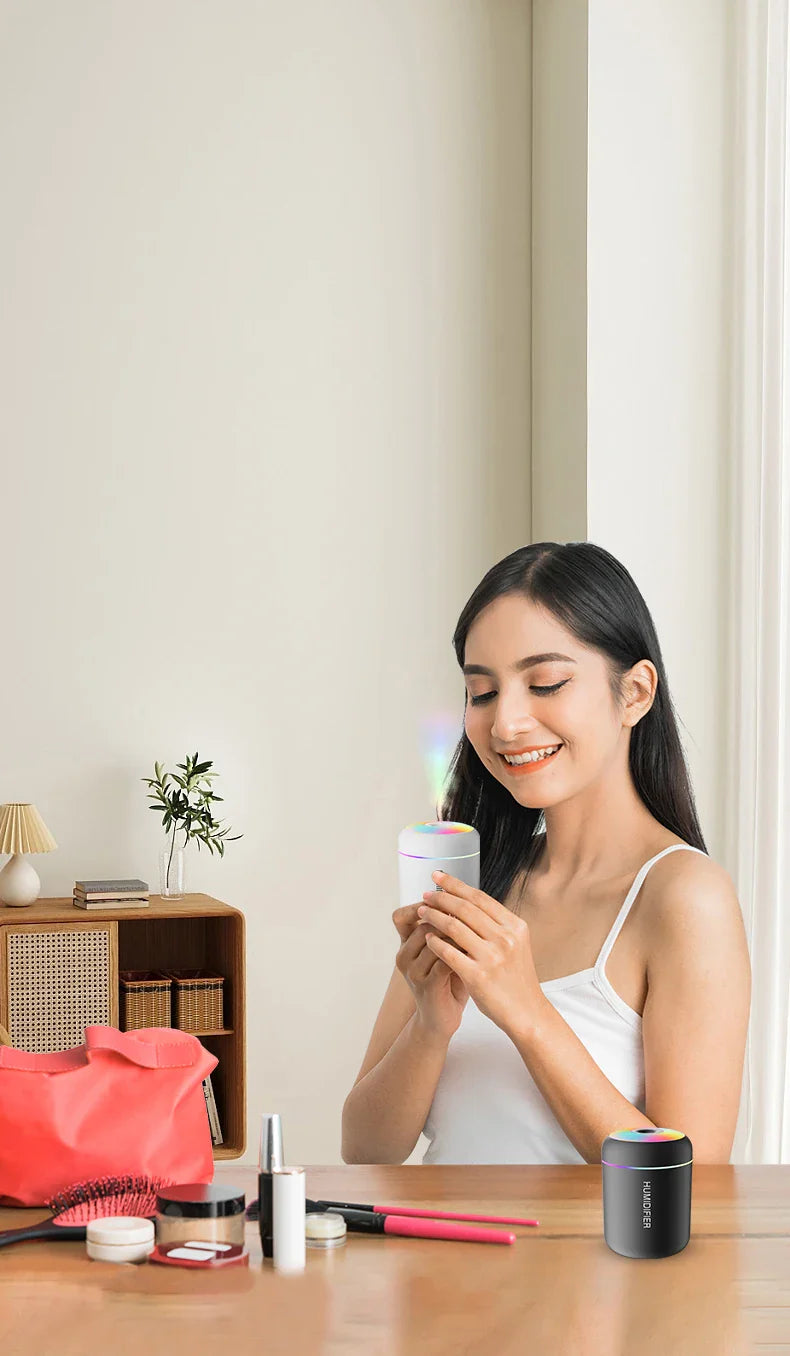 Kompakter Luftbefeuchter mit Aromatherapie USB Betrieben für Auto und Schlafzimmer