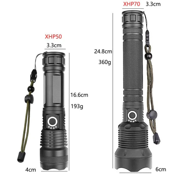 Taktische Taschenlampe – LED Taschenlampe mit Zoom & Powerbank-Funktion