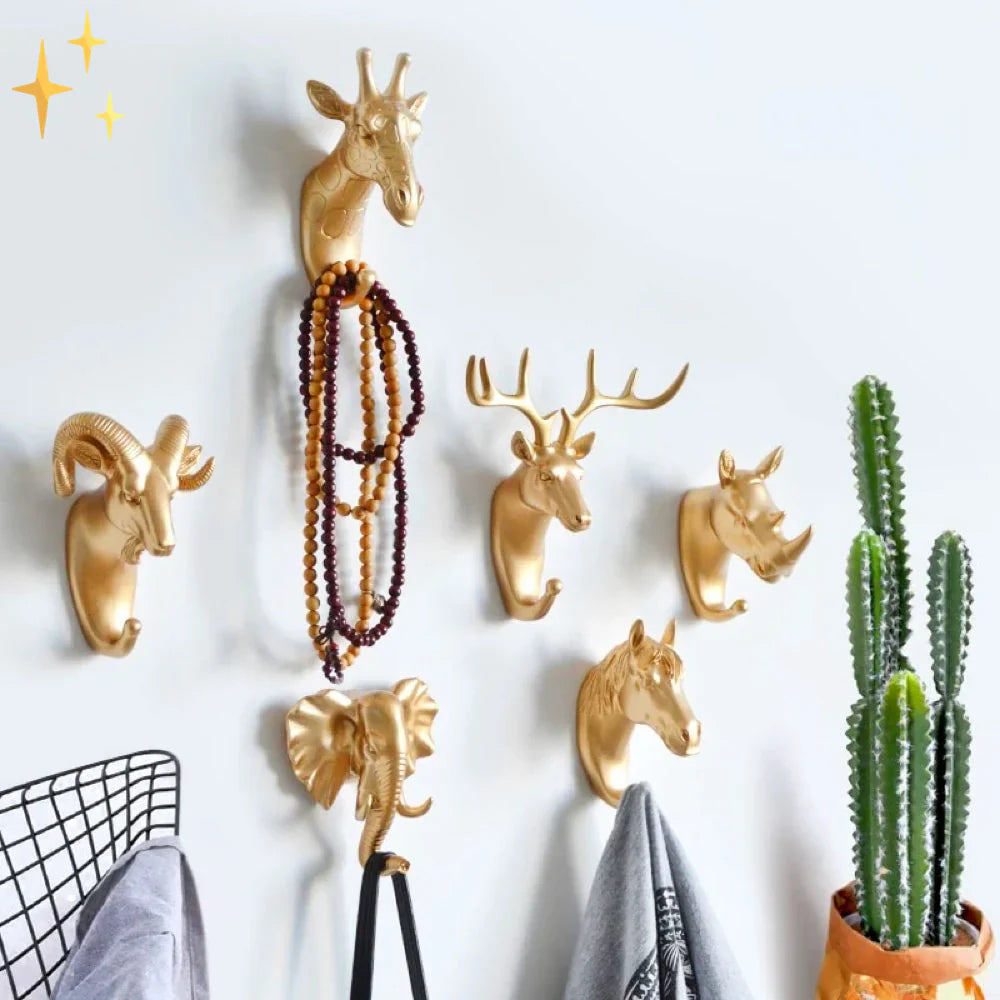 Luxuriöser Goldener Tierkopf-Wandhaken für Schlüssel