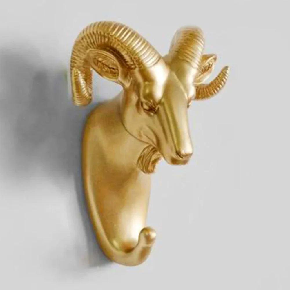 Luxuriöser Goldener Tierkopf-Wandhaken für Schlüssel