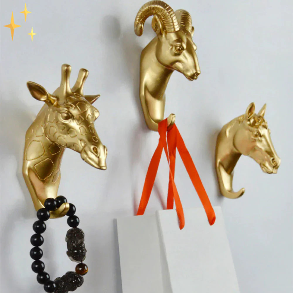Luxuriöser Goldener Tierkopf-Wandhaken für Schlüssel