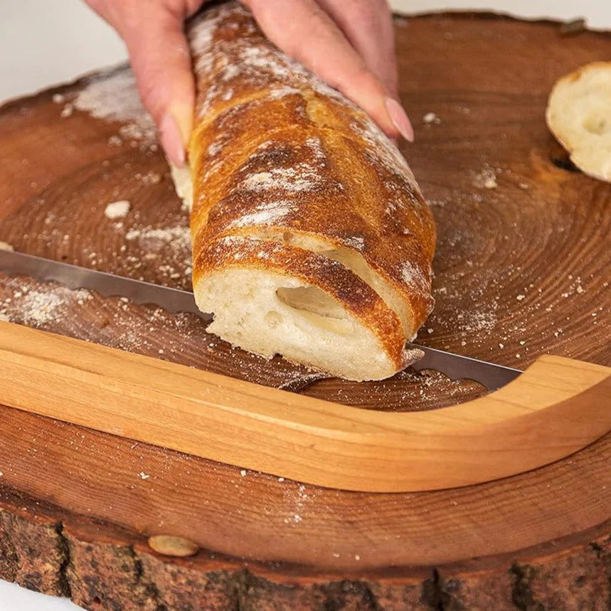 Brotmesser aus Holz mit Rutschfester Schneidehilfe