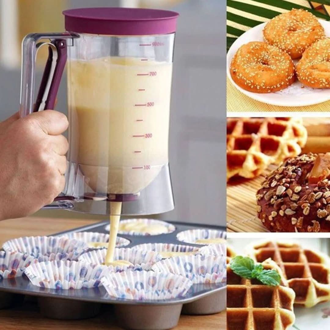 Teigspender mit Messskala und Ausgießer für Muffins und Kuchen