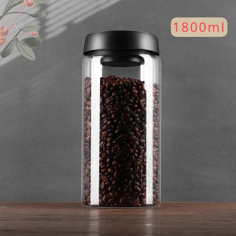Kaffeebohnen-Vorratsbehälter aus Glas mit Aromaschutzdeckel für Langanhaltende Frische