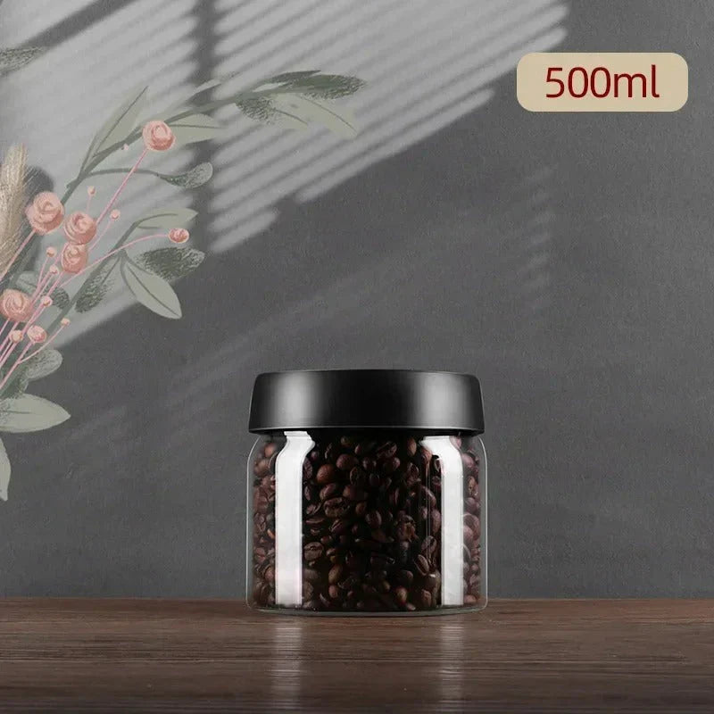 Kaffeebohnen-Vorratsbehälter aus Glas mit Aromaschutzdeckel für Langanhaltende Frische