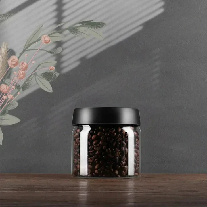 Kaffeebohnen-Vorratsbehälter aus Glas mit Aromaschutzdeckel für Langanhaltende Frische