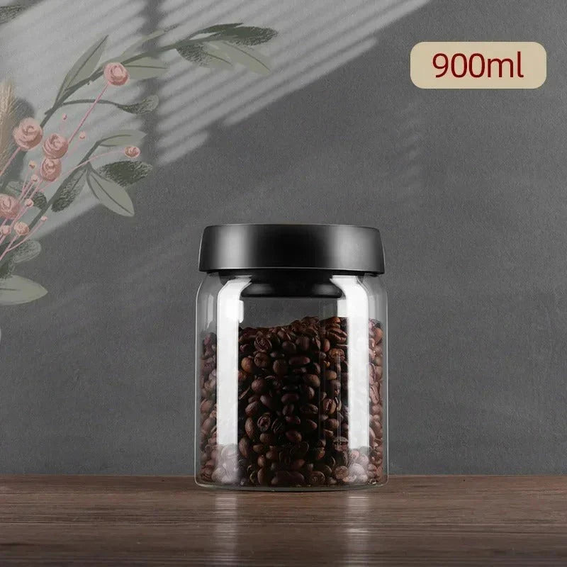 Kaffeebohnen-Vorratsbehälter aus Glas mit Aromaschutzdeckel für Langanhaltende Frische