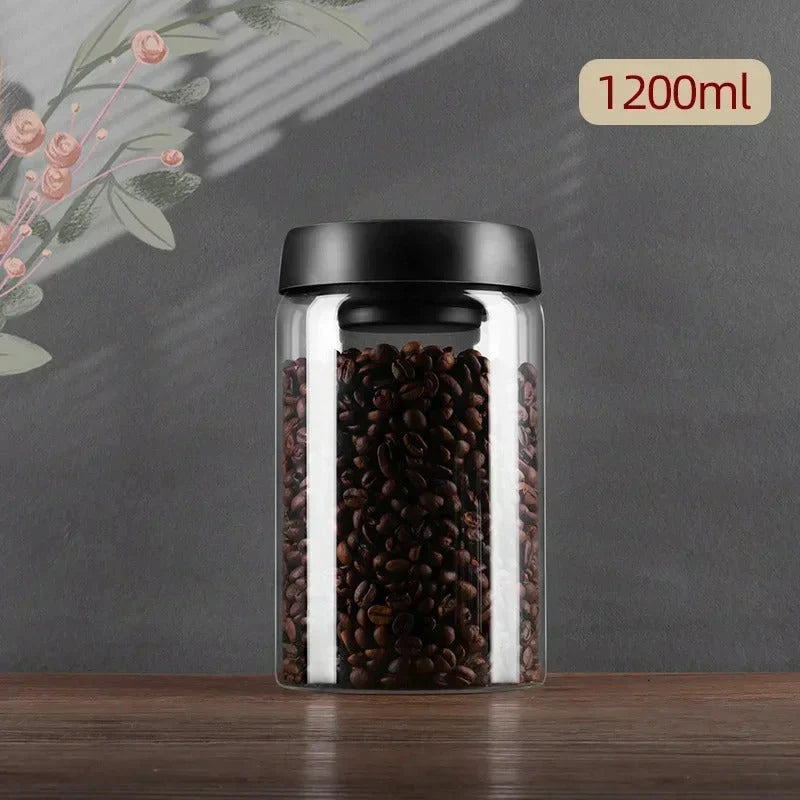 Kaffeebohnen-Vorratsbehälter aus Glas mit Aromaschutzdeckel für Langanhaltende Frische
