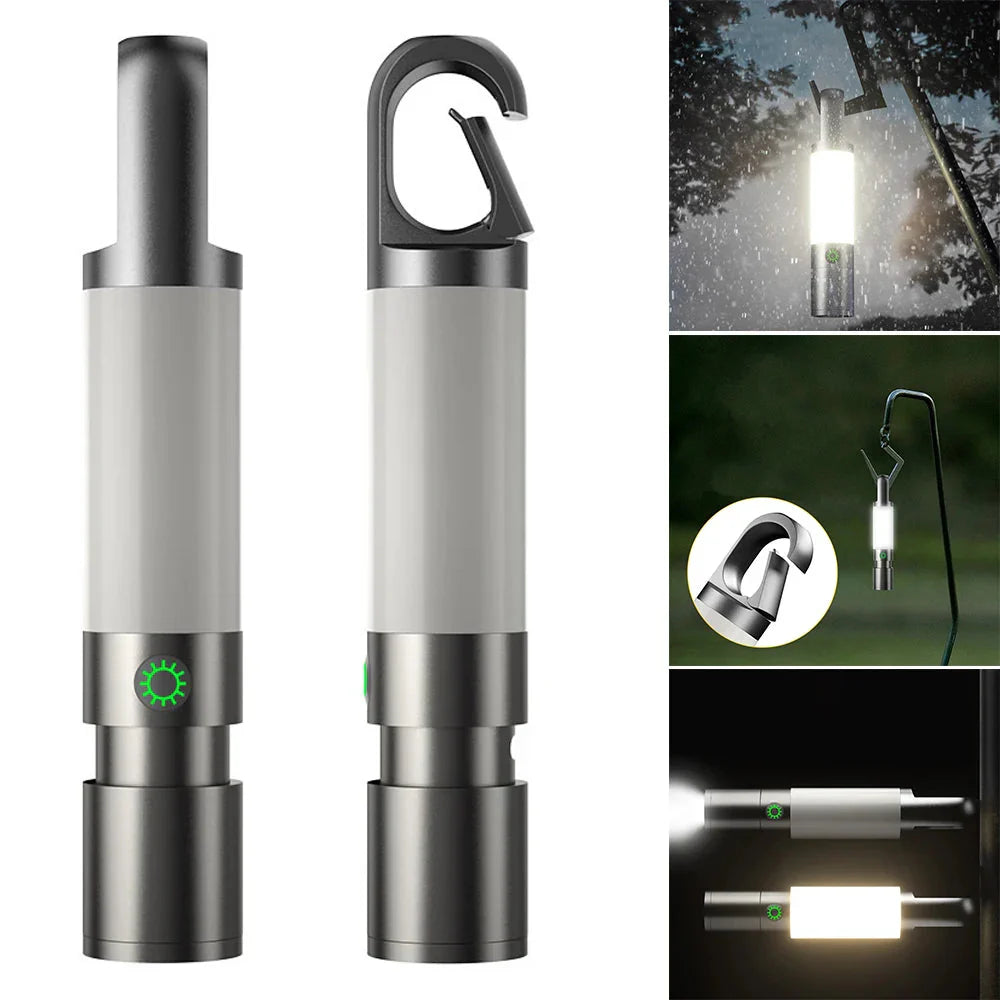 LED-Taschenlampe mit Mehrfarbfiltern – Wiederaufladbare USB-C Lampe mit Camping- & Notlicht-Funktion