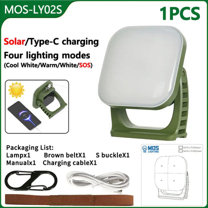 80W Led Solar- Aufladbare Campinglampe Mit Magnet Und Zoomfunktion