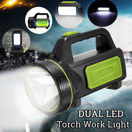 LED Taschenlampe mit Seitenscheinwerfer – Tragbare Arbeitslampe für Camping und Notfälle