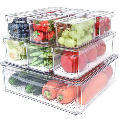 Stapelfähiges Kühlschrank-Organizer-Set Mit 10 Aufbewahrungsboxen