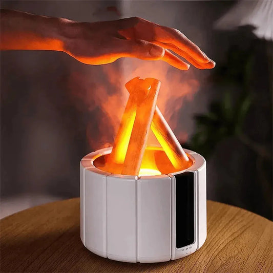 Flammen-Luftbefeuchter mit LED – Ultraschall-Diffuser & Aromatherapie mit Kaminfeuer-Effekt