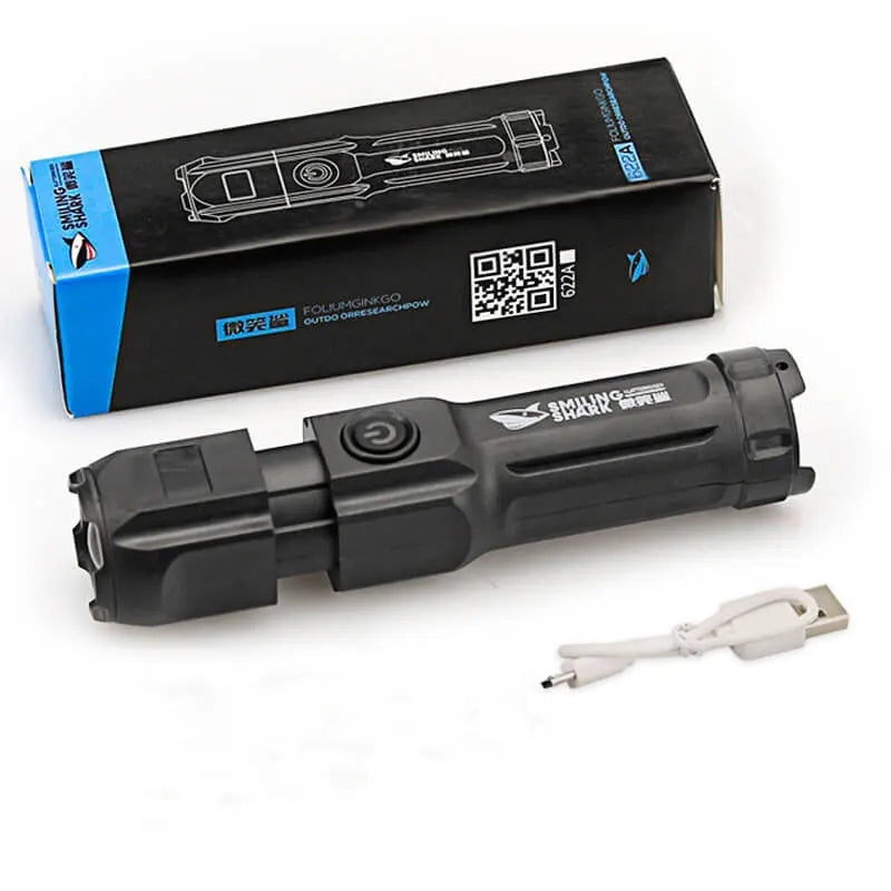 Leistungsstarke LED Taschenlampe mit Zoom Wiederaufladbare USB Campinglampe