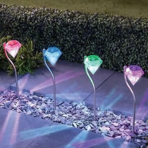 Solar Gartenleuchte in Diamantform – LED Lampen für den Außenbereich zur Dekoration und Beleuchtung
