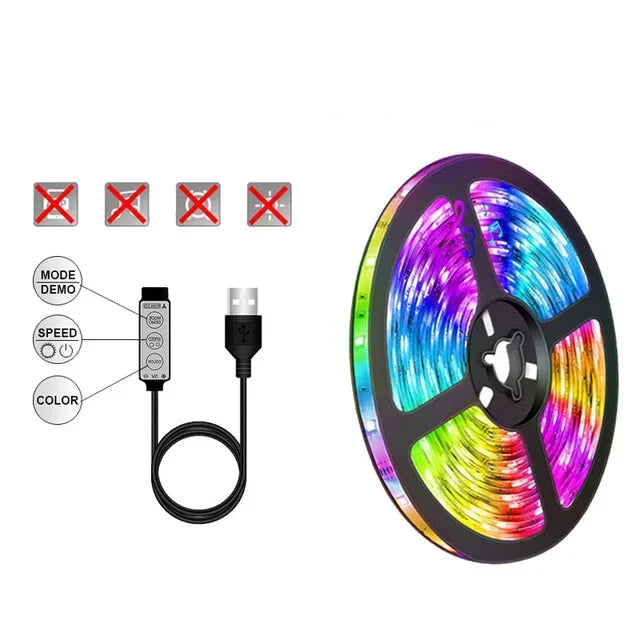 RGB LED Streifen mit USB Anschluss - Farbwechsel Licht für Ambiente und TV Hintergrundbeleuchtung