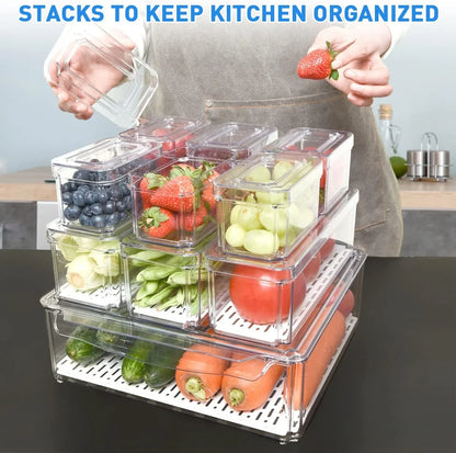 Stapelfähiges Kühlschrank-Organizer-Set Mit 10 Aufbewahrungsboxen