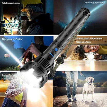 Taktische Taschenlampe – LED Taschenlampe mit Zoom & Powerbank-Funktion