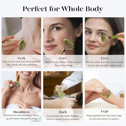 Instant Glow Gua Sha & Jade Roller Set | Für Strahlende Haut Und Natürliche Entspannung