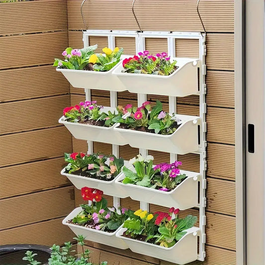 Vertikaler Pflanzenspeicher mit 8 Taschen – Wandhängendes Pflanzregal für Balkon und Garten