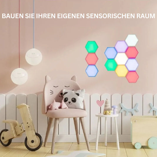 Interaktive Sechseckige LED-Panels mit RGB-Farbsteuerung und Musik-Synchronisation