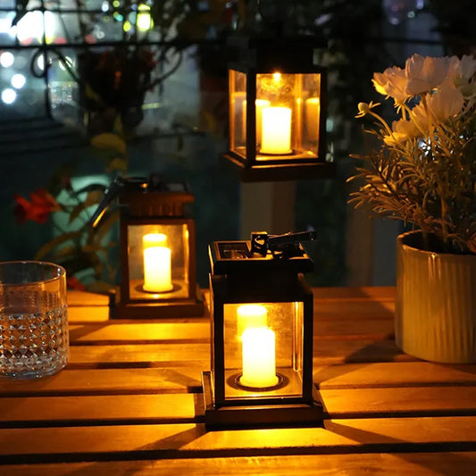 Solar Laterne Mit LED Kerze – Hängelampe für Garten Und Terrasse, Dekolicht für Außenbereich