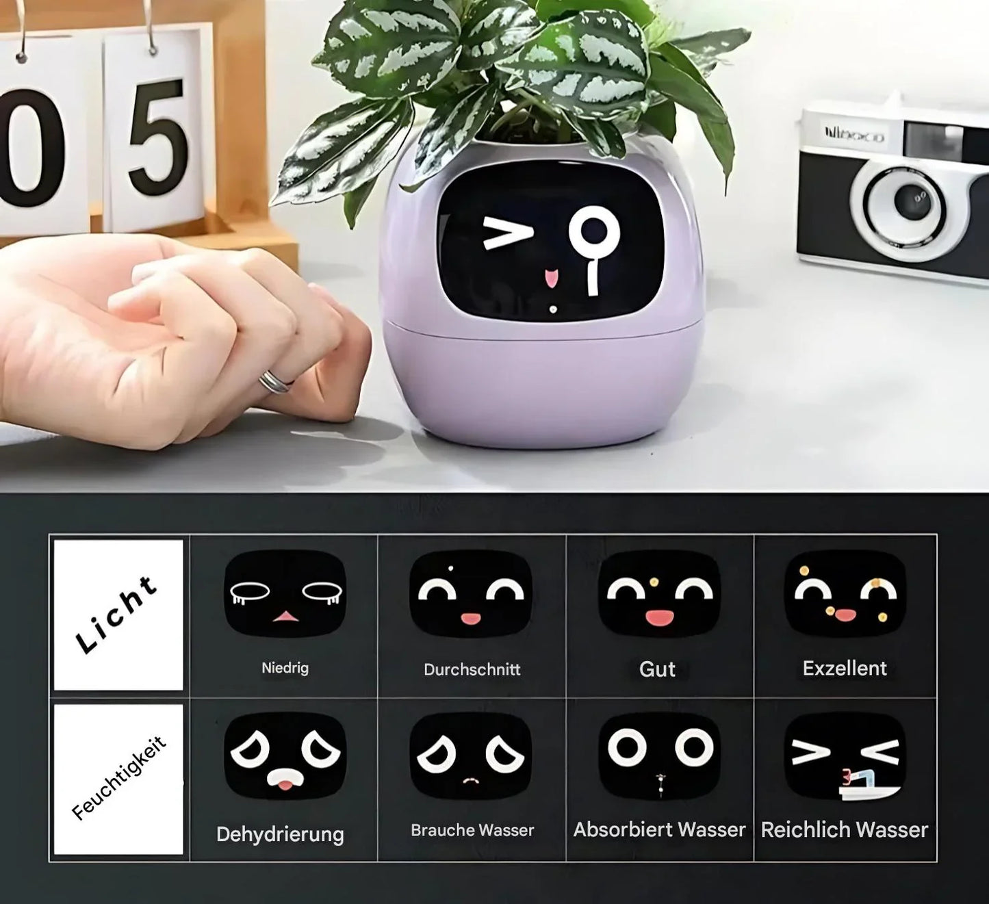 Automatischer Smart-Blumentopf mit Bewässerungssystem und LED-Lichtern