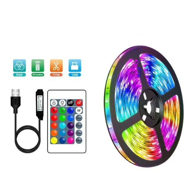 RGB LED Streifen mit USB Anschluss - Farbwechsel Licht für Ambiente und TV Hintergrundbeleuchtung