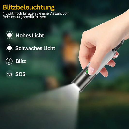 LED-Taschenlampe mit Mehrfarbfiltern – Wiederaufladbare USB-C Lampe mit Camping- & Notlicht-Funktion