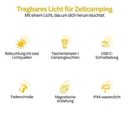 LED-Taschenlampe mit Mehrfarbfiltern – Wiederaufladbare USB-C Lampe mit Camping- & Notlicht-Funktion